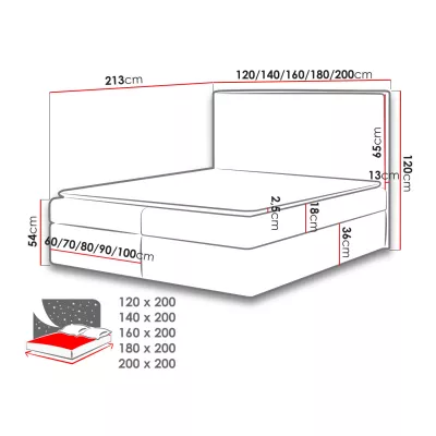 Kontinentální dvoulůžková postel 200x200 MARICELA - modrá + topper ZDARMA