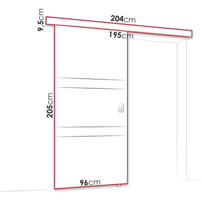 Posuvné interiérové dveře se zrcadlem OLIVERIO - 90 cm, dub sonoma