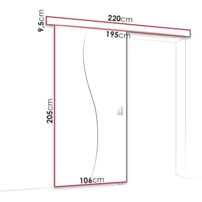 Posuvné interiérové dveře se zrcadlem MELCHOR - 100 cm, jasan tmavý