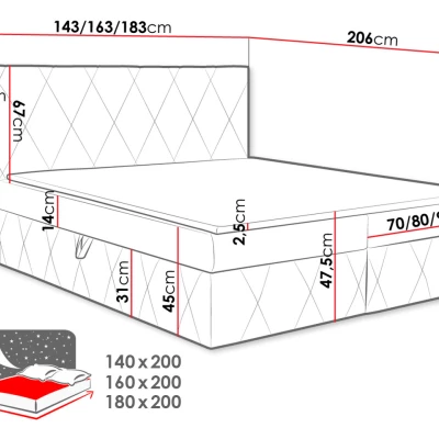 Hotelová manželská postel 180x200 PALMA - akvamarínová + topper ZDARMA