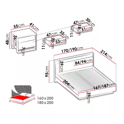 Ložnicová sestava s postelí 160x200 FARN 2 - dub artisan / černá