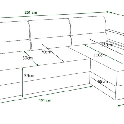 Rohová sedací souprava na každodenní spaní OPHELIA - zelená