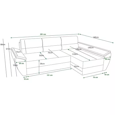 Rohová sedací souprava na každodenní spaní OPHELIA - zelená