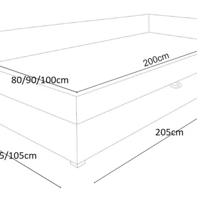 Jednolůžková čalouněná postel VALESKA COMFORT - 90x200, levá, šedá / zelená