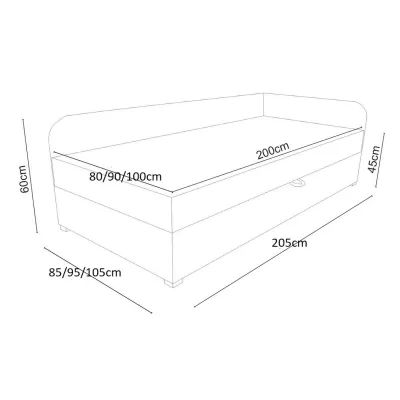 Jednolůžková čalouněná postel VALESKA COMFORT - 90x200, levá, šedá / zelená