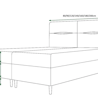 Boxspringová postel s úložným prostorem HENNI COMFORT - 200x200, šedomodrá