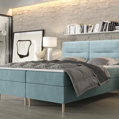 Boxspringová postel s úložným prostorem HENNI COMFORT - 200x200, šedomodrá