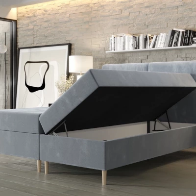 Boxspringová postel s úložným prostorem HENNI COMFORT - 160x200, šedomodrá