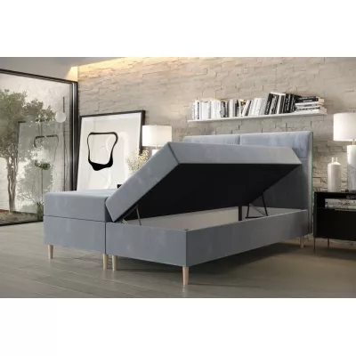 Boxspringová postel s úložným prostorem HENNI COMFORT - 160x200, šedomodrá