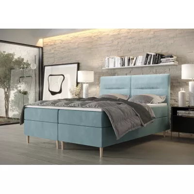 Boxspringová postel s úložným prostorem HENNI COMFORT - 160x200, šedomodrá