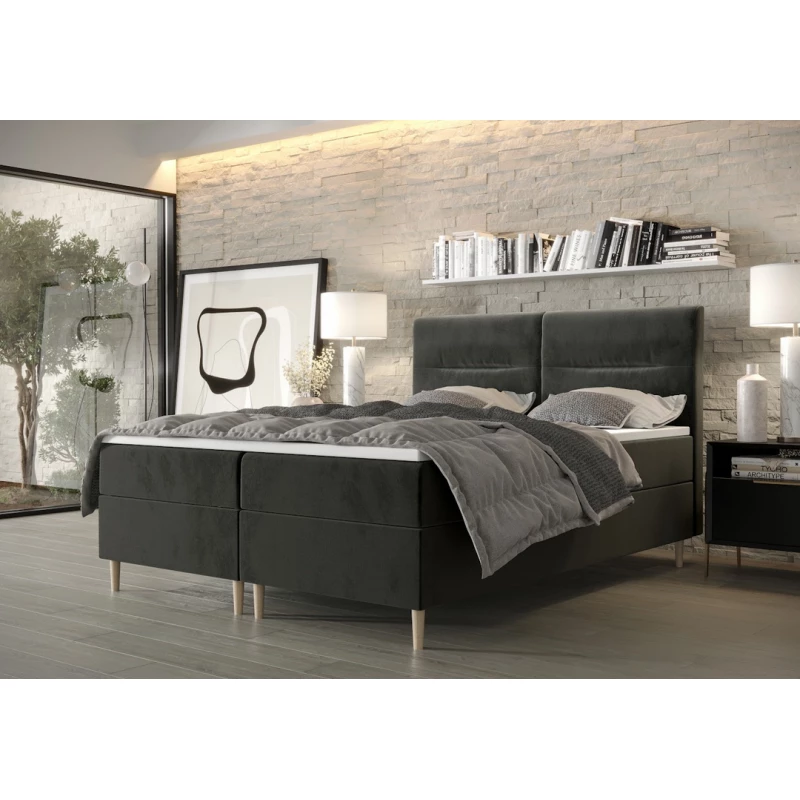 Boxspringová postel s úložným prostorem HENNI COMFORT - 180x200, popelavá