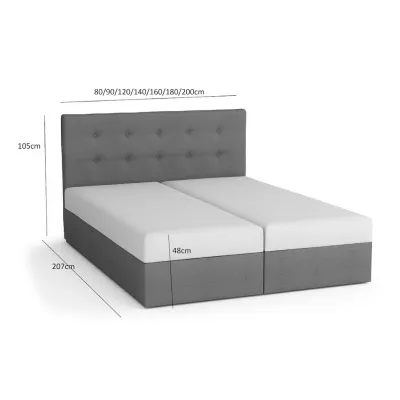 Boxspringová postel s úložným prostorem PURAM - 200x200, šedá