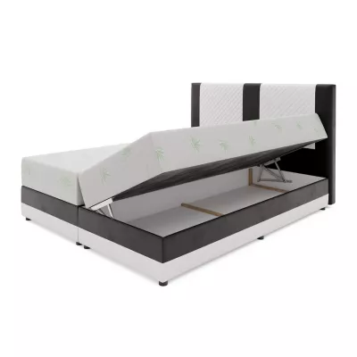 Boxspringová postel s úložným prostorem PIERROT COMFORT - 200x200, bílá / černá