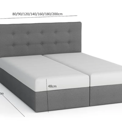 Boxspringová postel s úložným prostorem SISI COMFORT - 140x200, světle šedá / šedá