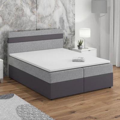 Boxspringová postel s úložným prostorem SISI COMFORT - 140x200, světle šedá / šedá