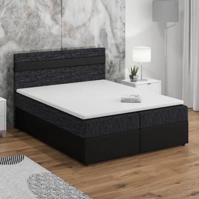 Boxspringová postel s úložným prostorem SISI COMFORT - 180x200, černá / černá