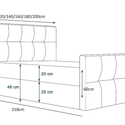 Boxspringová manželská postel VASILISA COMFORT 4 - 180x200, růžová