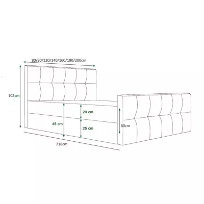 Boxspringová manželská postel VASILISA COMFORT 4 - 180x200, růžová