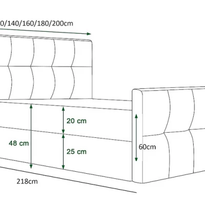 Boxspringová manželská postel VASILISA COMFORT 3 - 140x200, světle hnědá