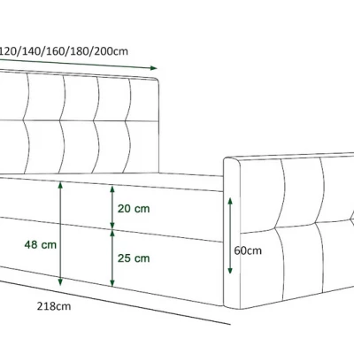 Boxspringová manželská postel VASILISA COMFORT 1 - 180x200, světle hnědá