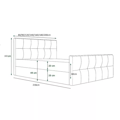 Boxspringová manželská postel VASILISA 2 - 160x200, tmavě šedá