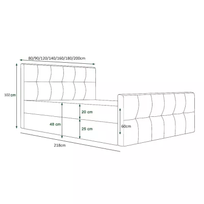 Boxspringová manželská postel VASILISA 3 - 200x200, světle hnědá