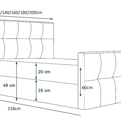 Boxspringová manželská postel VASILISA 3 - 180x200, růžová