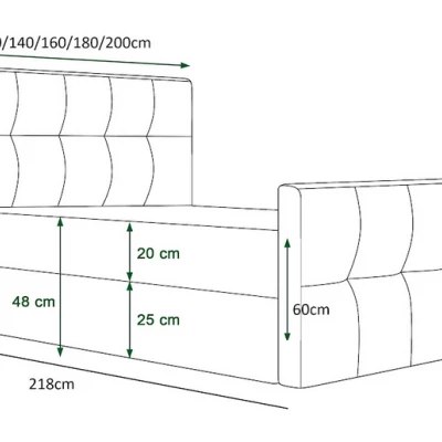 Boxspringová postel s úložným prostorem ELIONE COMFORT - 200x200, popelavá