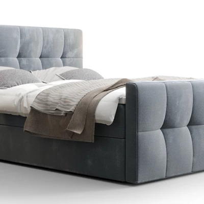 Boxspringová postel s úložným prostorem ELIONE COMFORT - 160x200, modrá