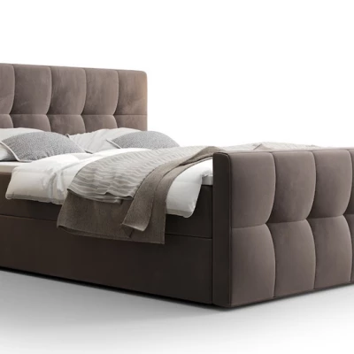 Boxspringová postel s úložným prostorem ELIONE COMFORT - 160x200, mléčná čokoláda