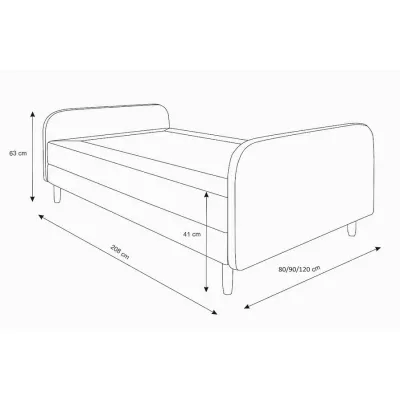 Jednolůžková postel s kovovými nožkami HENRYK COMFORT 3 - 90x200, antracitová