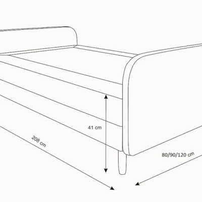 Jednolůžková postel s kovovými nožkami HENRYK COMFORT 3 - 90x200, béžová