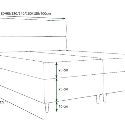 Boxspringová postel ANGELES COMFORT - 140x200, černá