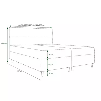 Boxspringová postel ANGELES COMFORT - 140x200, černá