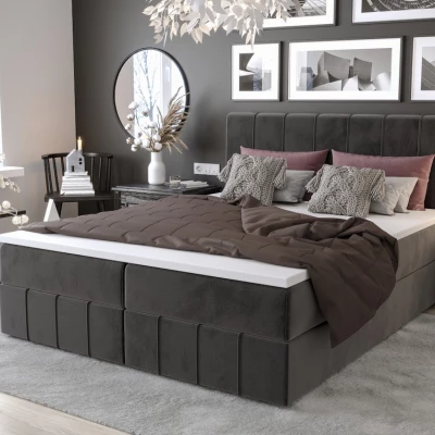 Boxspringová postel s úložným prostorem MADLEN COMFORT - 200x200, popelavá