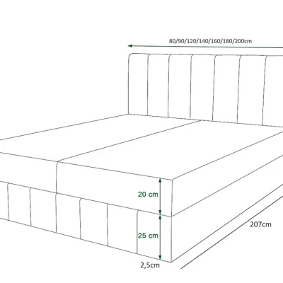 Boxspringová postel s úložným prostorem MADLEN - 200x200, popelavá