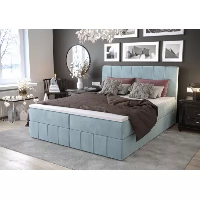 Boxspringová postel s úložným prostorem MADLEN COMFORT - 200x200, světle modrá