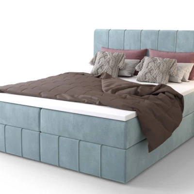 Boxspringová postel s úložným prostorem MADLEN COMFORT - 200x200, světle modrá