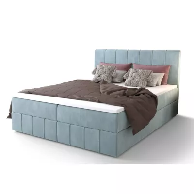 Boxspringová postel s úložným prostorem MADLEN COMFORT - 200x200, světle modrá