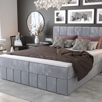 Boxspringová postel s úložným prostorem MADLEN COMFORT - 200x200, modrá