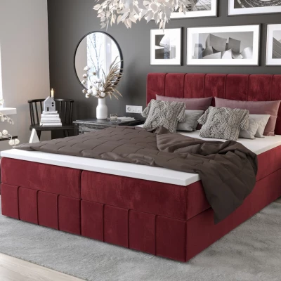 Boxspringová postel s úložným prostorem MADLEN COMFORT - 180x200, červená