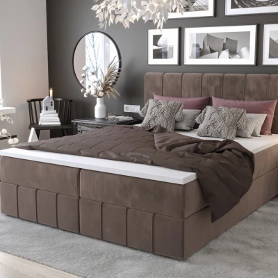 Boxspringová postel s úložným prostorem MADLEN COMFORT - 160x200, mléčná čokoláda