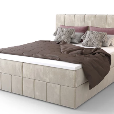 Boxspringová postel s úložným prostorem MADLEN COMFORT - 200x200, béžová