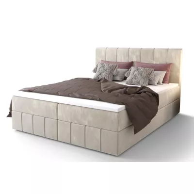 Boxspringová postel s úložným prostorem MADLEN COMFORT - 200x200, béžová