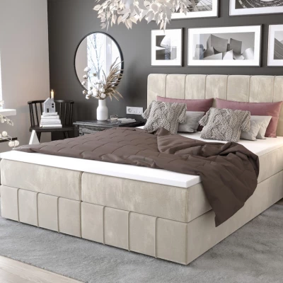 Boxspringová postel s úložným prostorem MADLEN COMFORT - 160x200, béžová