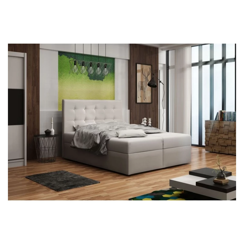 Čalouněná postel s úložným prostorem DELILAH 1 COMFORT - 140x200, béžová