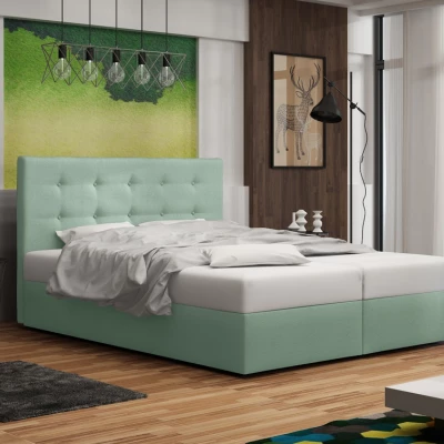 Čalouněná postel s úložným prostorem DELILAH 1 COMFORT - 140x200, světle zelená