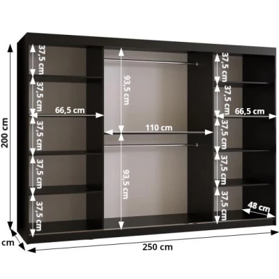 Šatní skříň RADKIN 1 - šířka 250 cm, bílá