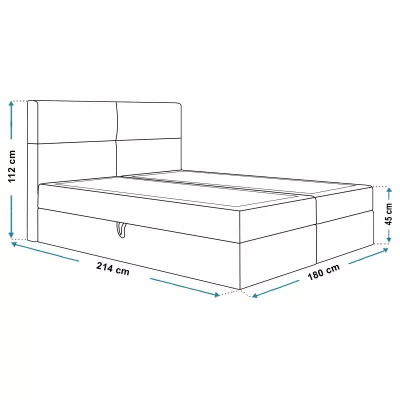 Boxspringová manželská postel CARLA 1 - 180x200, světle šedá