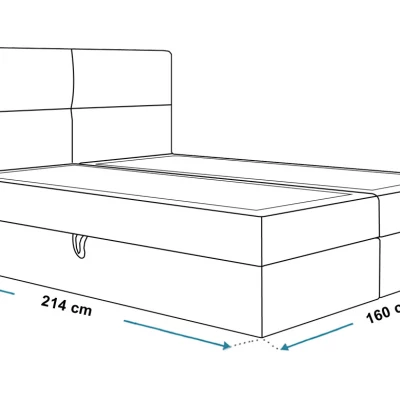 Boxspringová manželská postel CARLA 1 - 160x200, tmavě modrá